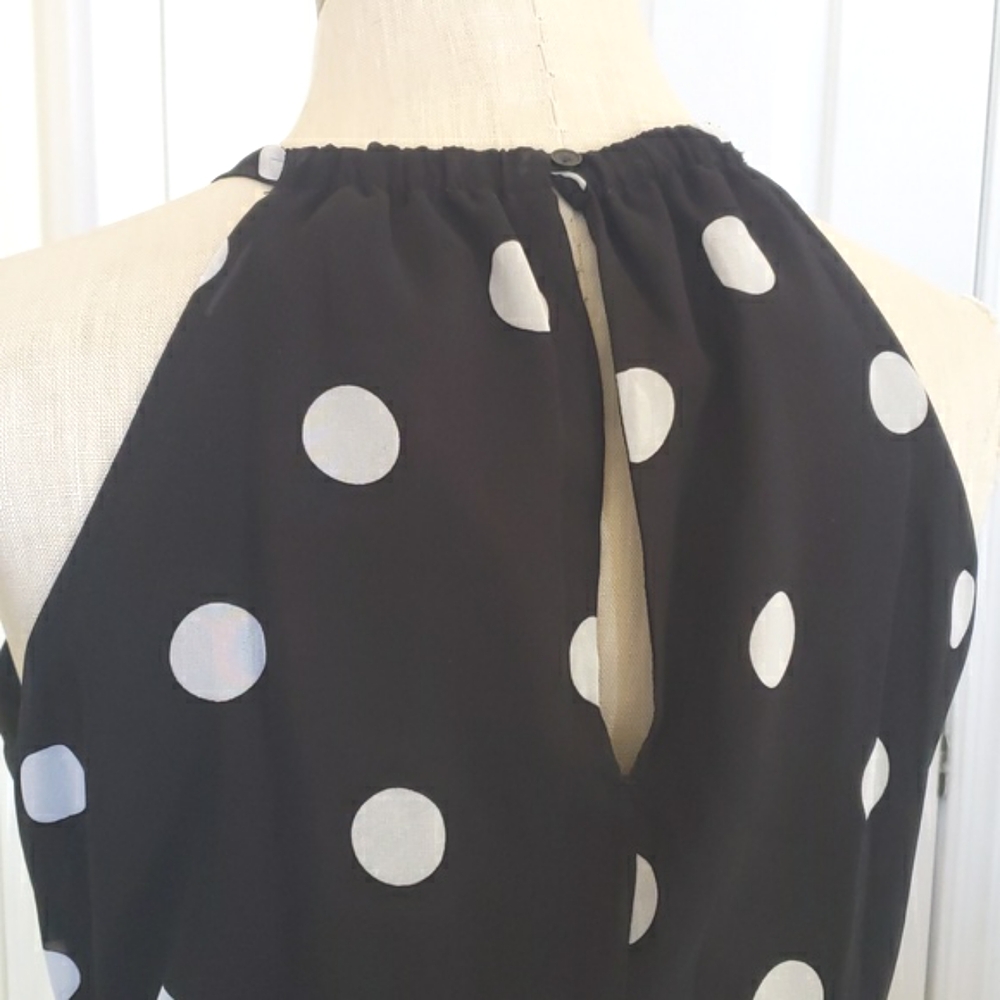 Banana Republic Black White Polka Dot Halter Midi Dress Size 2 - Picture 10 of 17